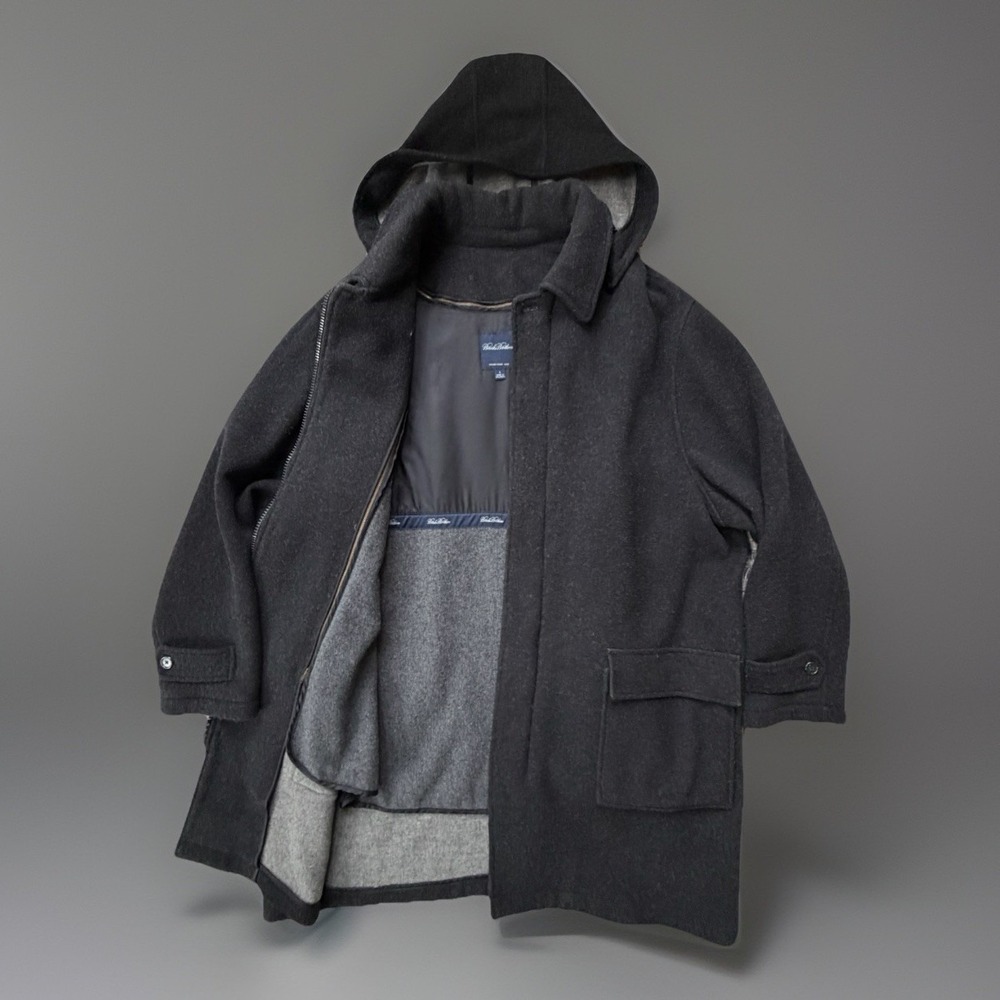 Brooks Brothers Mens Wool Field Coat Size L Overcoat Parka Removable Lining Hood